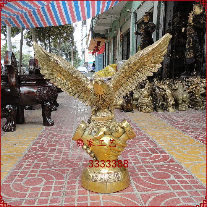 51CM Huge TOP ART Success Auspicious GOLD Arabia Eagle Falcon hawk brass statue-HOME office company efficacious Mascot
