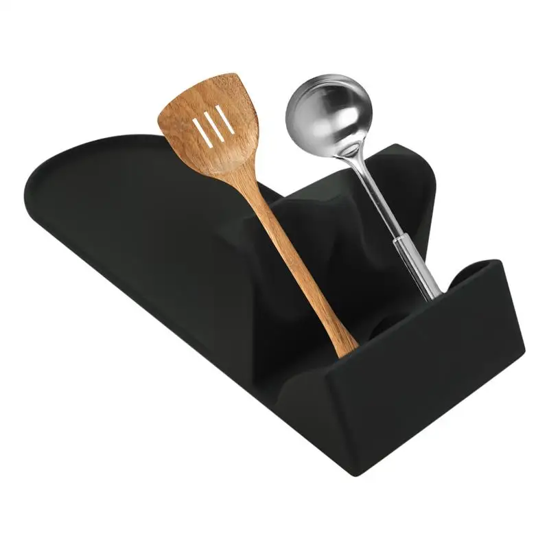 

Spoon Rest Spatula Rest Cooking Spoon Holder Double Slot Cradle Drip Tray Storage Organizer Kitchen Accessories For Cooking