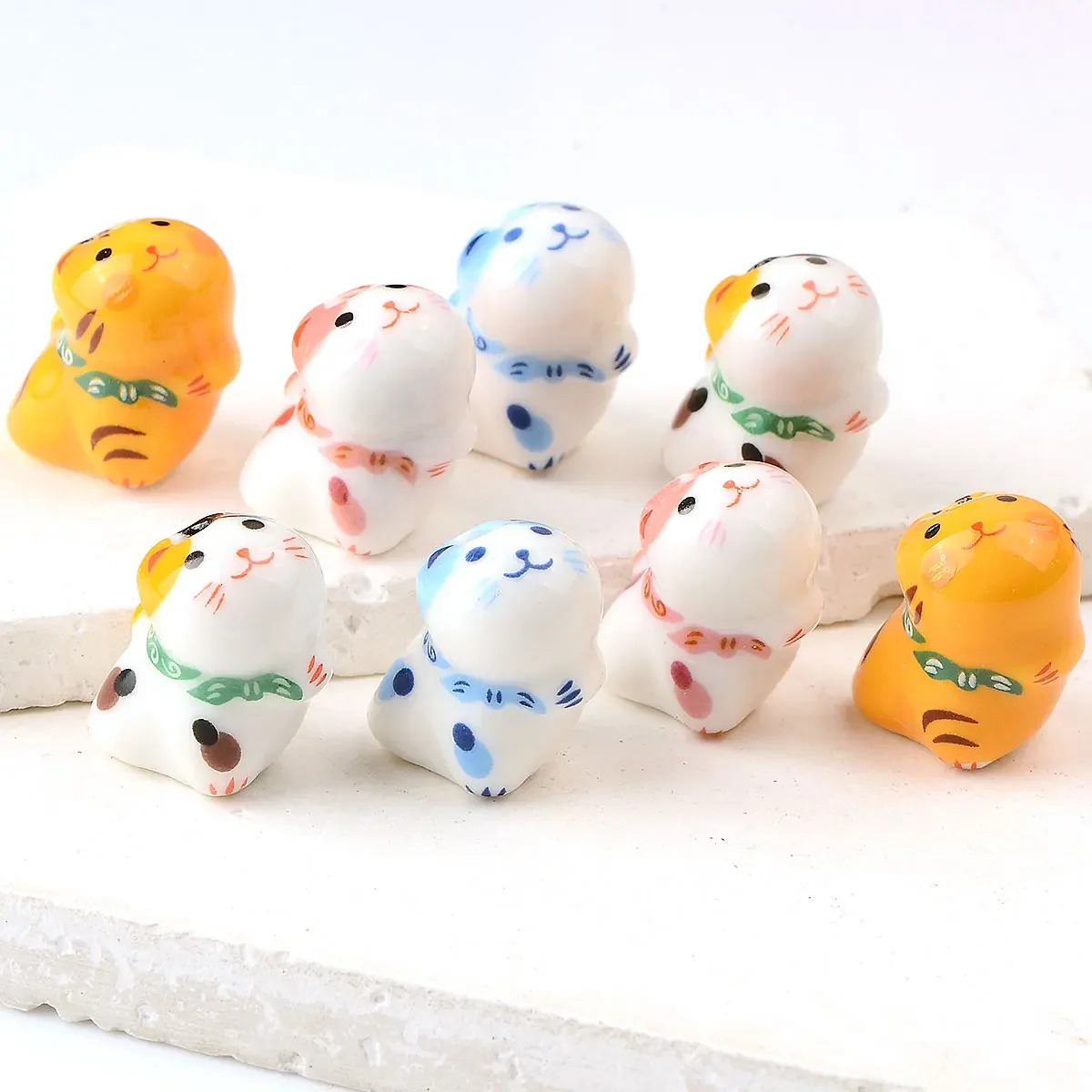 1.2x1.9cm 4pcs Standing Shape Big Cat Hand-Paint Ceramic Beads Charm Pendant DIY Bracelet Pendant Accessories