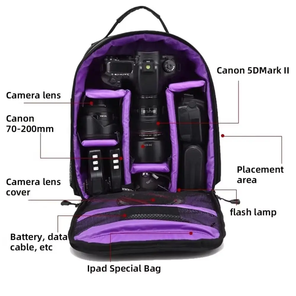 Multi-functional Camera Bag Wear Resistant Padded Dividers Camera Storage Bag Waterproof Durable Camera Lens Pouch Travel