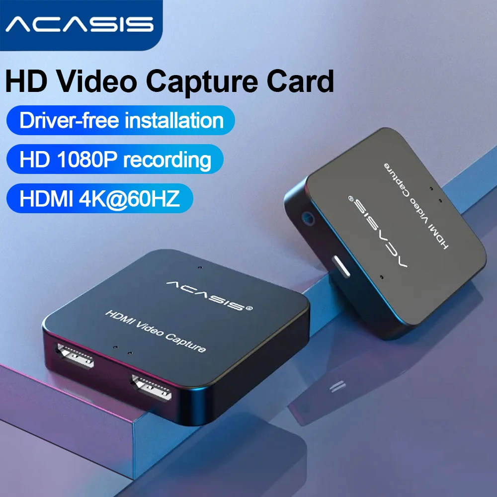 Acasis Dual HDMI 4K Type C to HDMI-compatible Video Capture Card 1080p Game Capture Card Recorder Box Device for Live Streaming