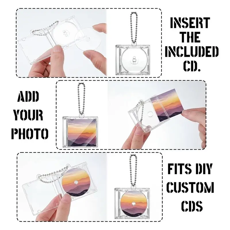 Christmasa93p Personalized For DIY Backpack Hanging Decor 20 Pcs Mini CD Keychain Album Cases With Cds
