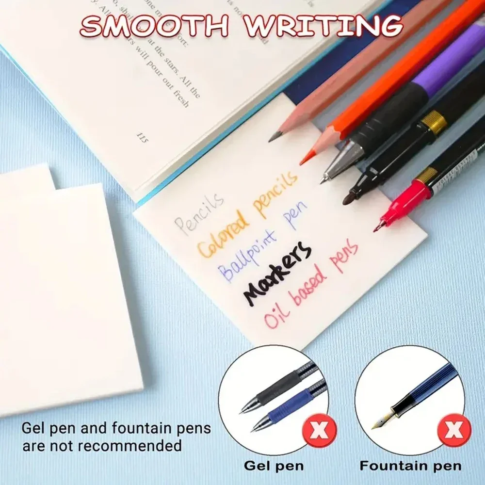 200 Sheets Transparent Sticky Notes Set Waterproof Sticky Memo Weekly Plan Messages To Do List Stationery