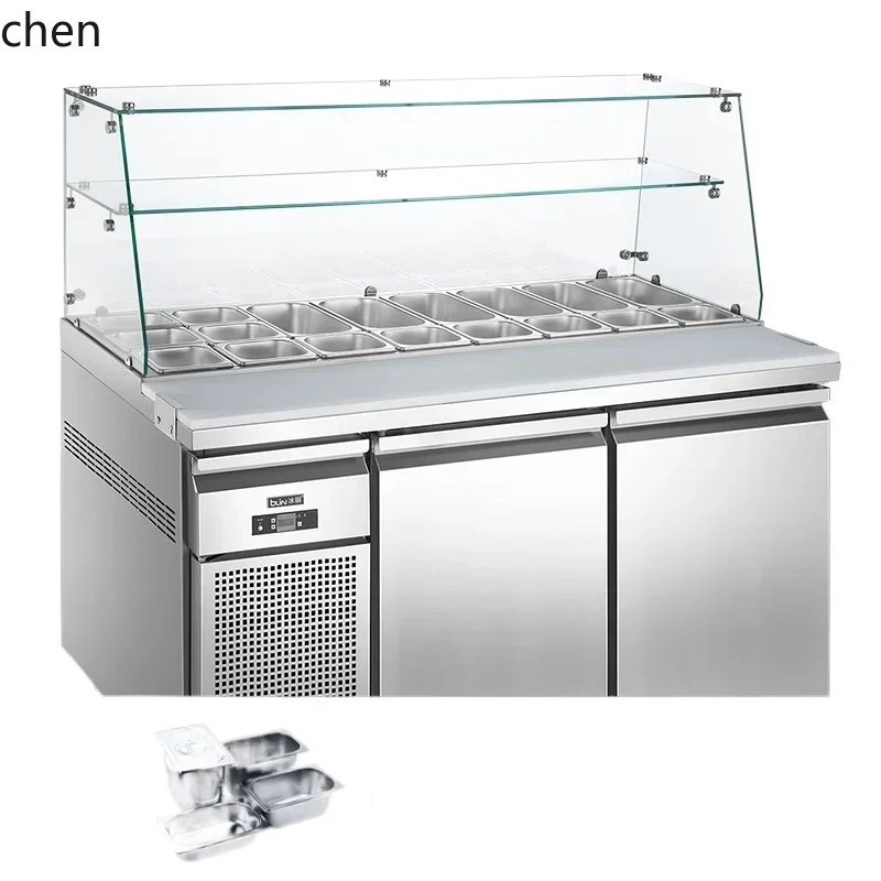 

Subway Cylinder Salad Cabinet Air-cooled Slotted Pizza Console Sauce Platform Refrigerator Fruit Fishing Display