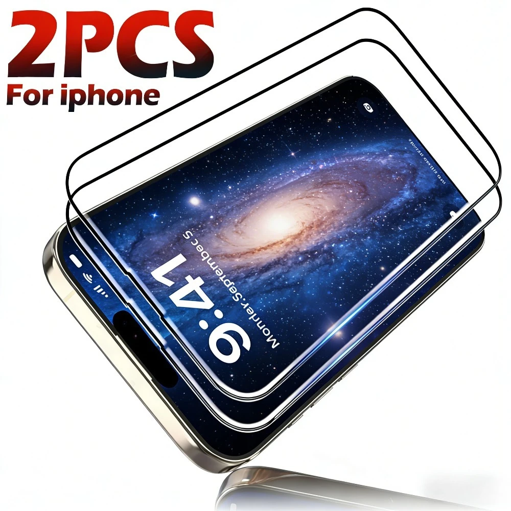 

2 шт. ультрапрозрачных защитных стекол для iPhone 17, 16, 15, 14 Pro, Air 17e, 16e, 13, 12, 11 Pro, Mini, 15, 14 Plus, закаленное стекло твердостью 9H