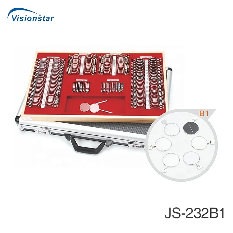 Set Lensa Uji Optik Bingkai Logam Instrumen Optik JSL 232 Set Lensa Uji