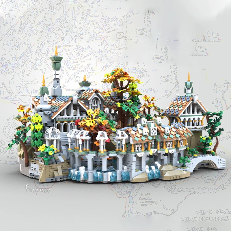 4372pcs MOC Rivendell Mini Twilight Valley Hobbit Lord Rings The Model Building Blocks Construction Brick Christmas Gifts Toys