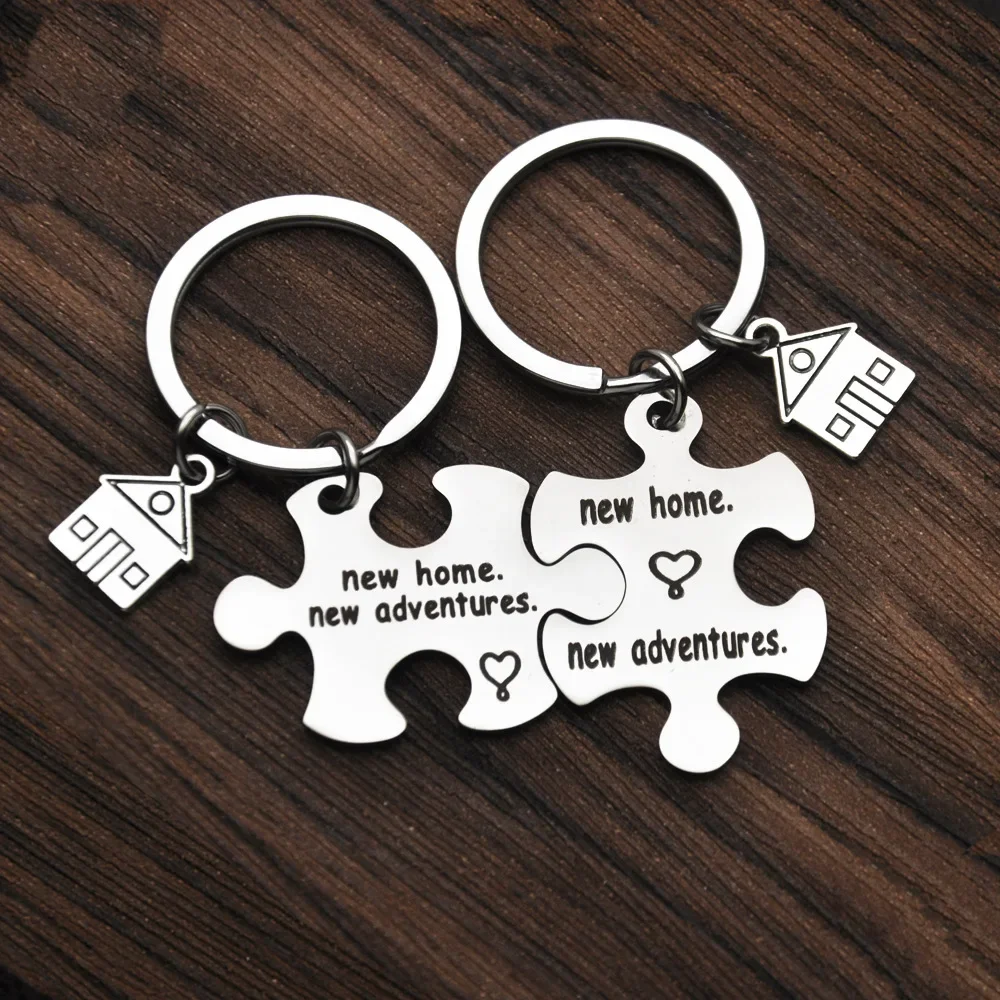 2022 Stainless Steel 2Pcs Our First Home Keychain New Home New Adventure Keychain Housewarming Gift