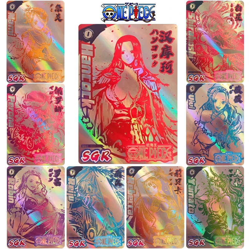 

ONE PIECE SGR series Boa Hancock Perona Shirahoshi Anime characters 9pcs/set Collection flash card Cartoon toys Christmas gift