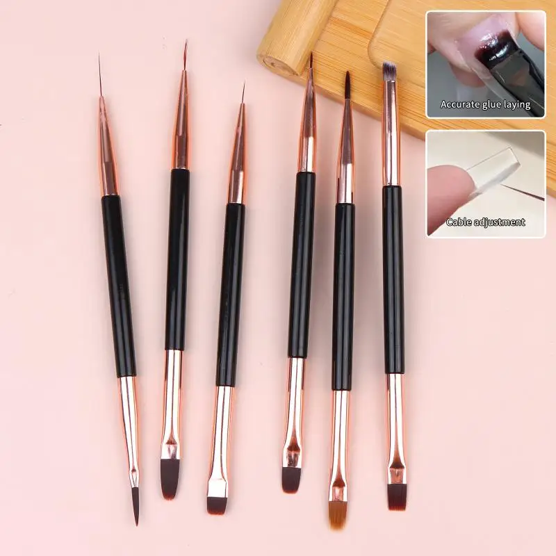 1 PCS Double Head Nail Brush Metal Handle UV Gel Liner Brush Painting Drawing Pen Crystal Acrylic Nail Art Manicure Brushes Tool