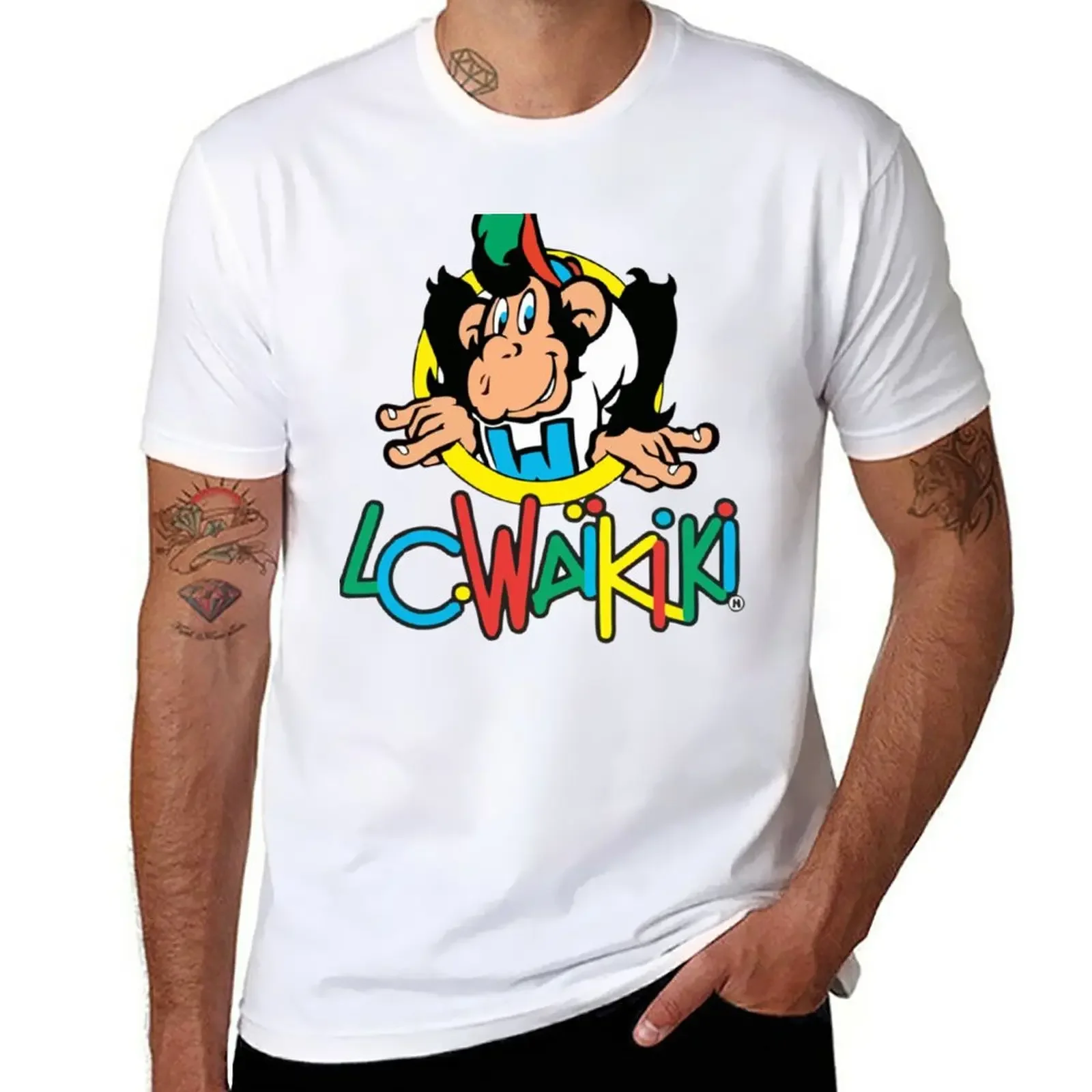 New LC Waikiki T-Shirt Custom T Shirt Cat Shirts T-Shirt Short Cute Clothes Mens Heavyweight Fashion Round Neck Manga Vintage