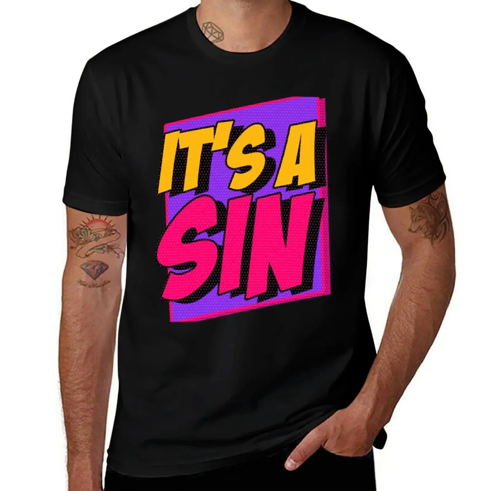 It's a Sin- Tv Show Salutation Comic Title T-Shirt Short sleeve tee anime stuff men clothings