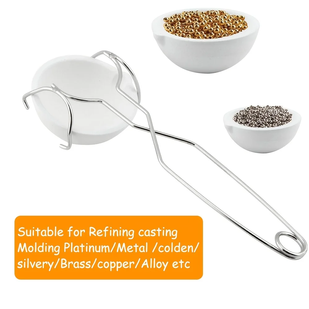 Stainless Steel Quartz Crucible Clip High-Temp Melting Furnace Stand for Gold Melting Metal Casting and Jewelry Making Tools