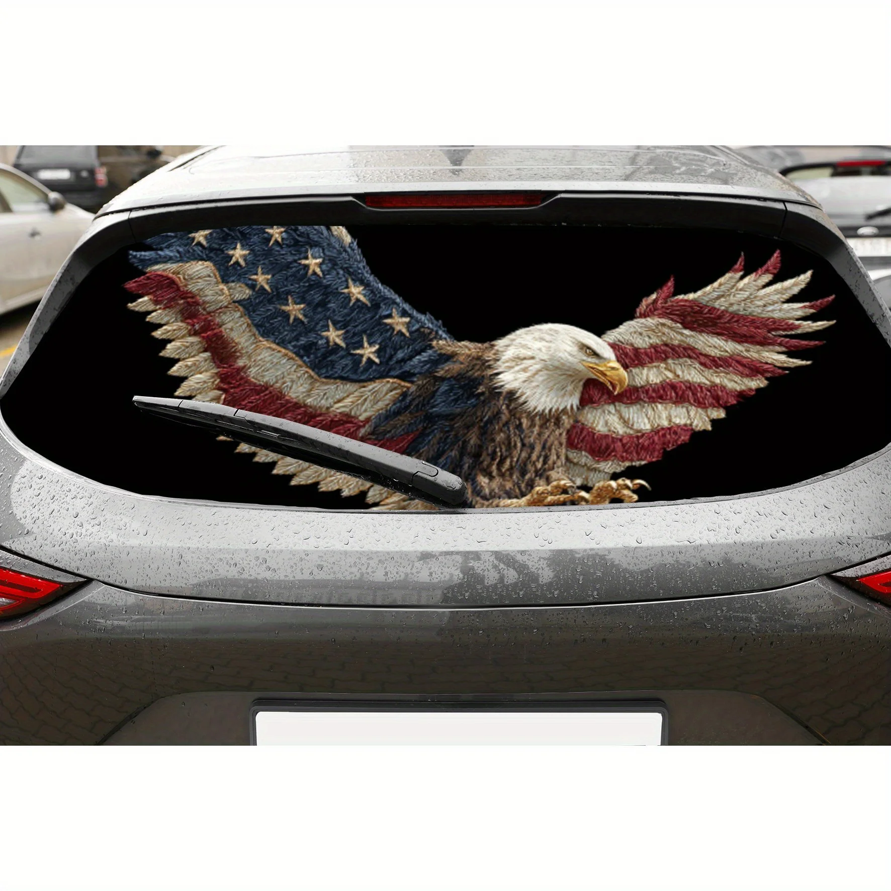 

Художественные культурные символические наклейки на заднее лобовое стекло автомобиля с американским орлом, перфорированные виниловые наклейки на заднее окно грузовика