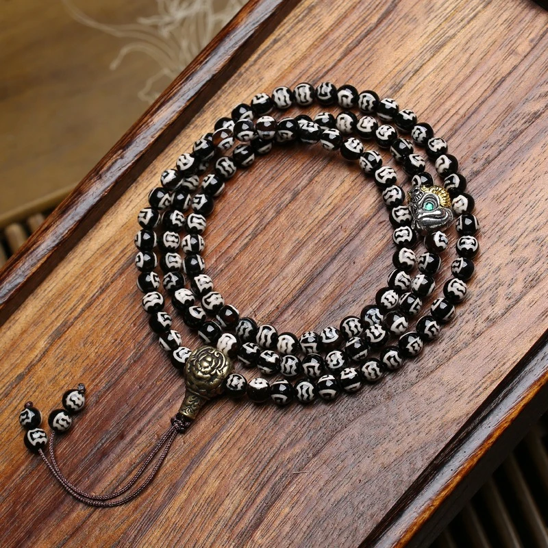 Agate roc bird dzi bead necklace culture play nanhong nine palace eight trigrams pendant accessories neck hanging