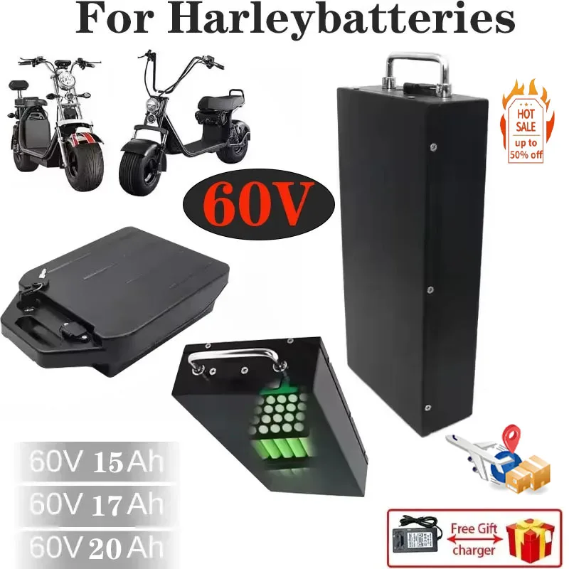 

18650 High Capacity 60V 15-20Ah Lithium Ion Battery Waterproof Replacement for Harley Citycoco Electric Motorcycle Scooter New