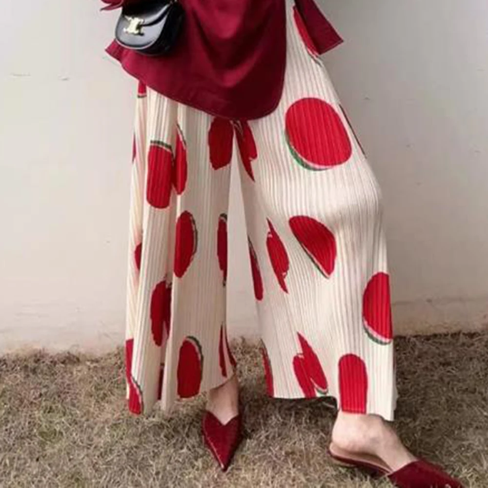 

Spring 2025 New Polka Dot Wide Leg Pants Women's Loose Design High Waist Large Size Skinny Casual Pants