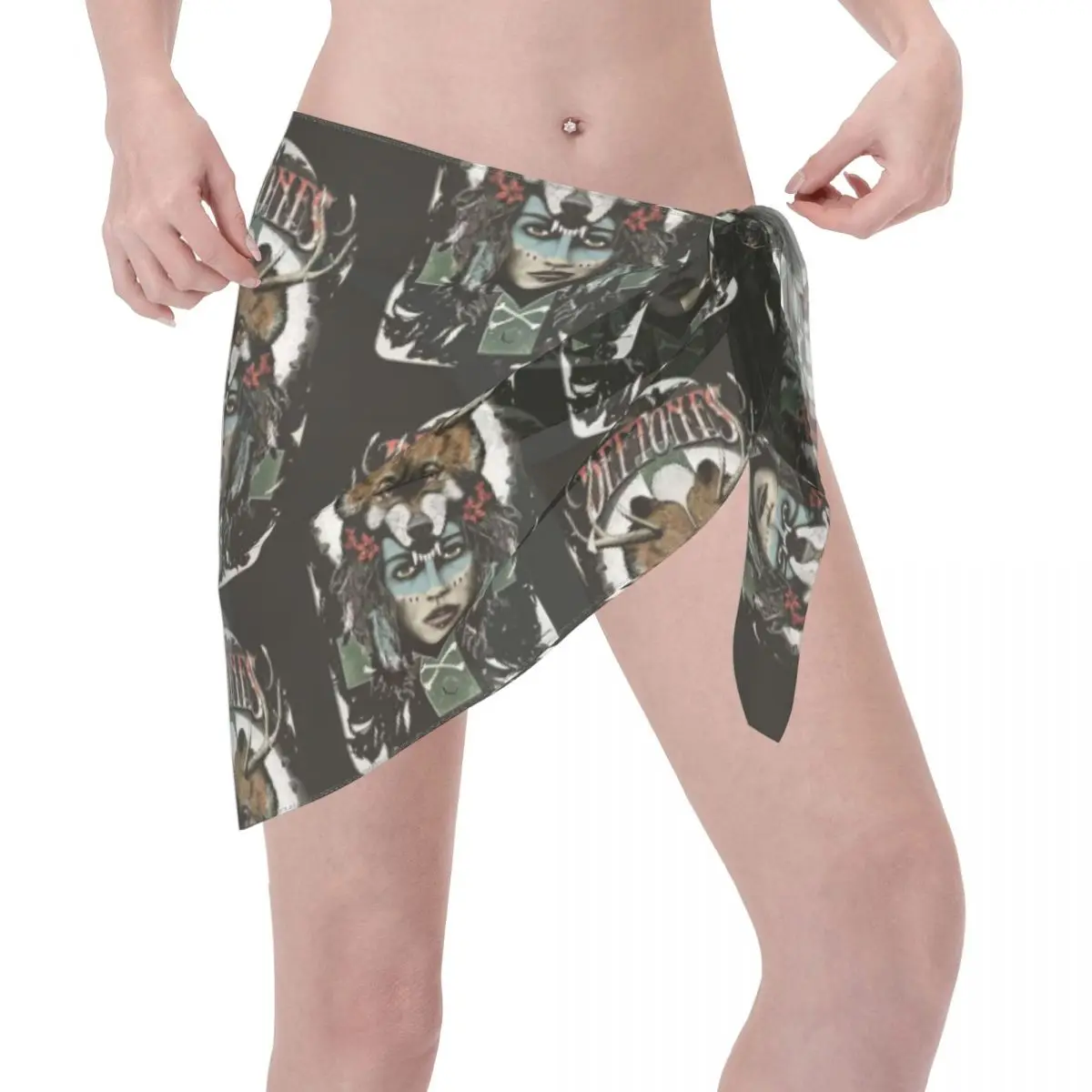 فستان شاطئ كاجوال مخصص لفرقة الموسيقى D-Deftones فستان شاطئ قصير للنساء لملابس السباحة