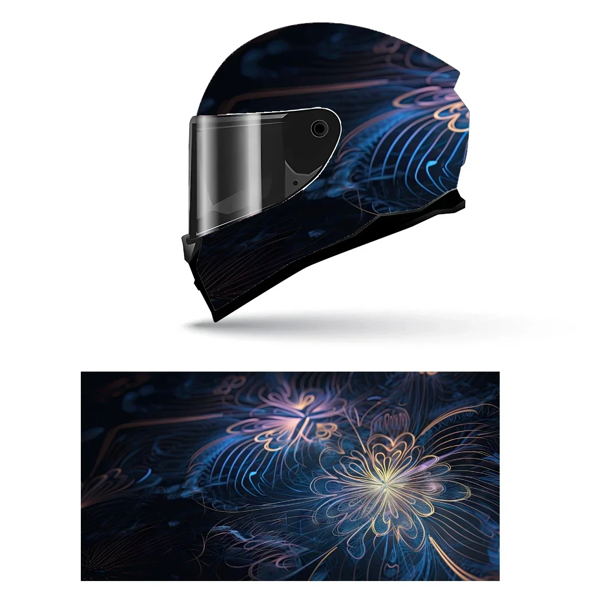 

Dark Abstract Flower Full Helmet Wrap Sticker Motorcycle Helmet Racing Graphic Decal Vinyl Wrap Helmet Decorative Sticker