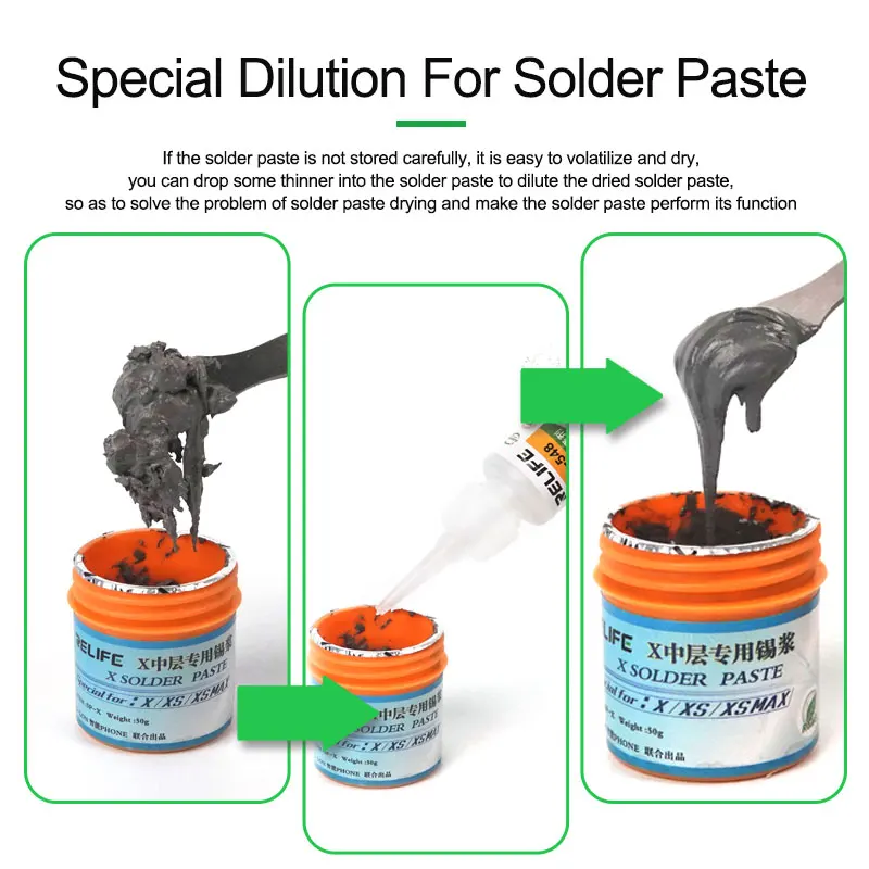 RELIFE RL-548 10ml Universal Solder Paste Thinner Tin Cream Dilution Tin Cream Dilution Liquid with Fully Sealed Design