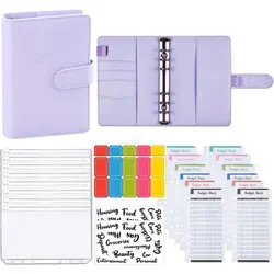 2023 A6 Binder Budget PU Leather Planner Pockets Expense Budget Sheets Notebook Cash Envelope Organizer System Clear Zipper