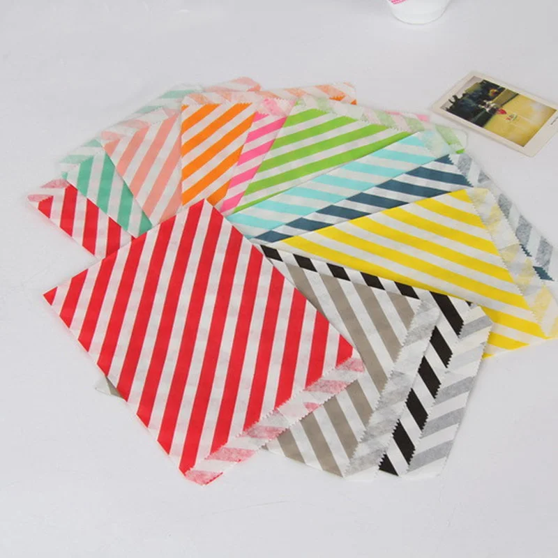 25pcs Multicolor Paper Bag Food Packaging Bag Guest Gift Bag Wedding Birthday Party Candy Bag Baby Shower Gender Reveal Gift Bag