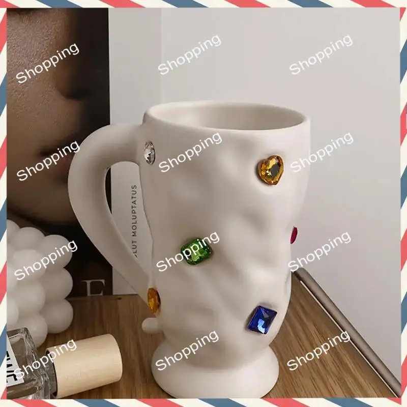

M20K Crystal Coffee Mugs Novelty Colorful Gemstone White Mug Unique Irregular Design Coffee Mugs For Wedding Festive