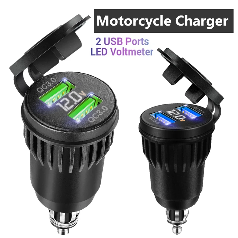 12v motorcycle usb charger 36W motorcycle usb socket with voltmeter  Din To USB Adapter For BMW