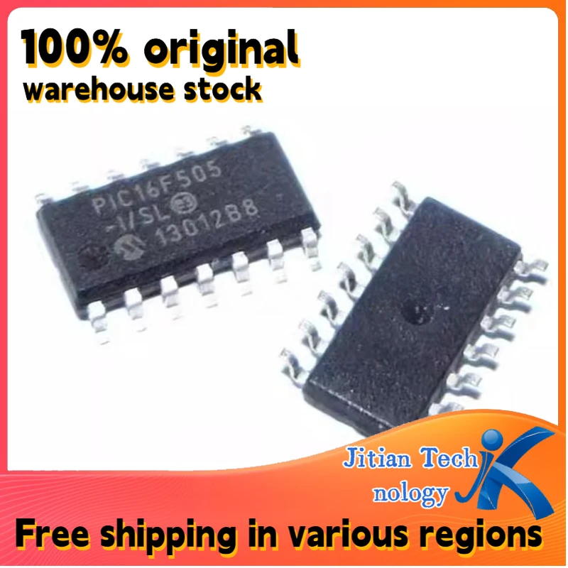 100%Original New in Stock 10PCS PIC16F505-I/SL PIC16F505 SOP-14 microcontroller chip Channel direct sales