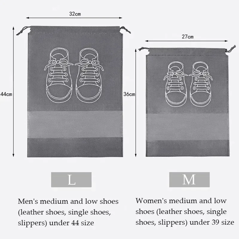 5/10 Pcs Sneaker-Shaped Gray Non-Woven Drawstring Shoe Bags with Print Travel Storage Protectors for Footwear Organization