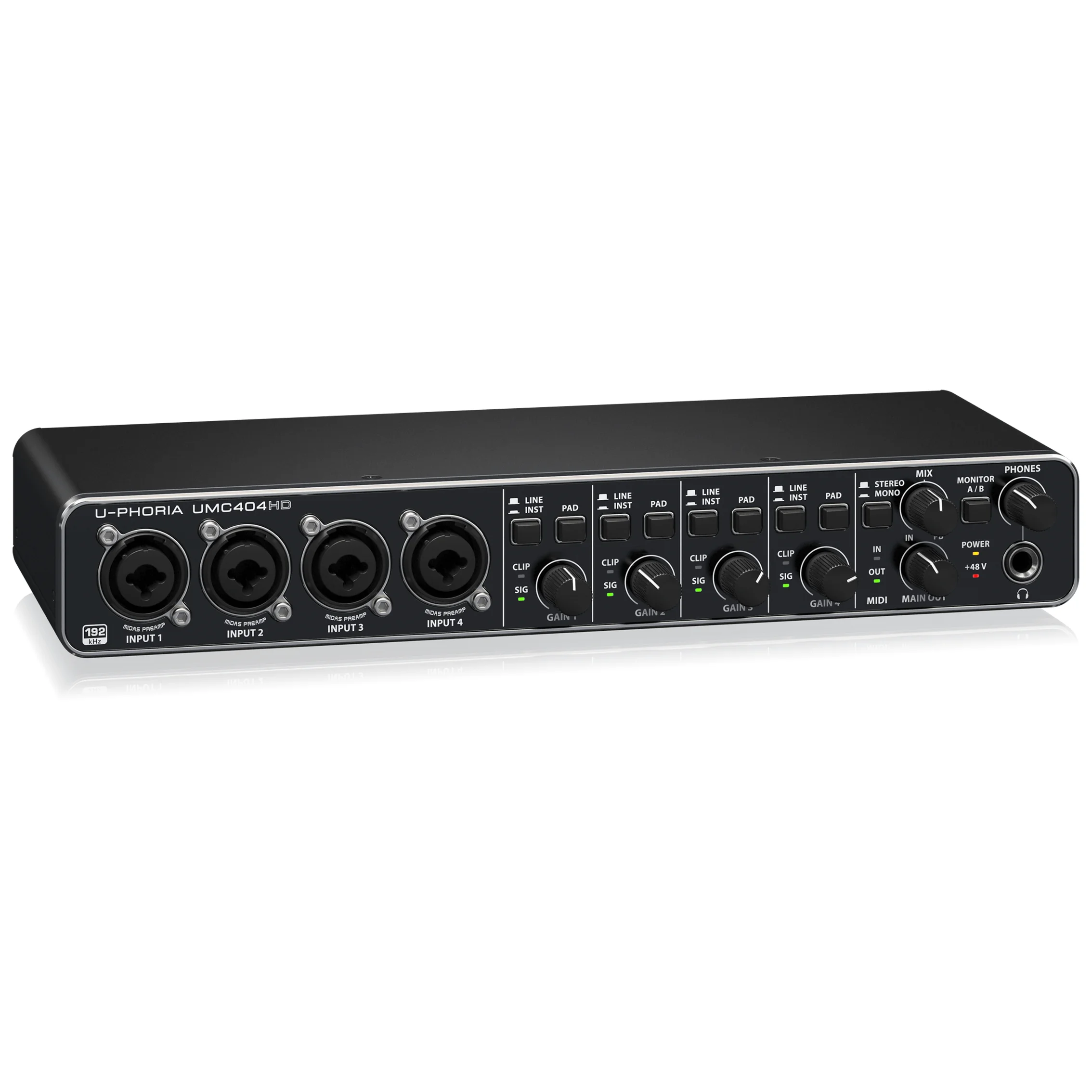 Soundkarte UMC404HD 4-In/4-Out USB 2.0 Audio-Interface mit 4 Midas Mic Preamps Studio Pa System Musikausrüstung