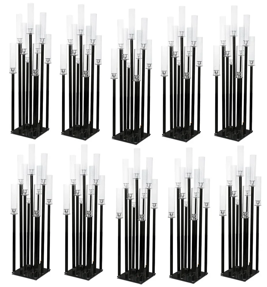 2/4/5/6/10 candles with 9 heads, black center piece, flower holder, acrylic candle holder, party road lead decoration