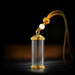 Glass Perfume Bottle Necklace DIY Aromatherapy Essential Oil Flask Tangka Gawu Box Pendant Religious Wish Amulet Jewelry