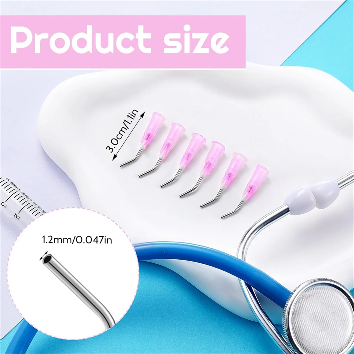 A97G 300 قطعة نصائح الاستغناء المنحنية طرف حاد الاستغناء عن الإبر الأسنان قبل عازمة تدفق الاستغناء إبرة نصائح الوردي