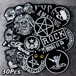 30Pcs/Lot Black ROCK PUNKER WHO CARES Patches Haftowane aplikacje do prasowania odzieży Materiały do szycia Dekoracja Żelazko na łacie