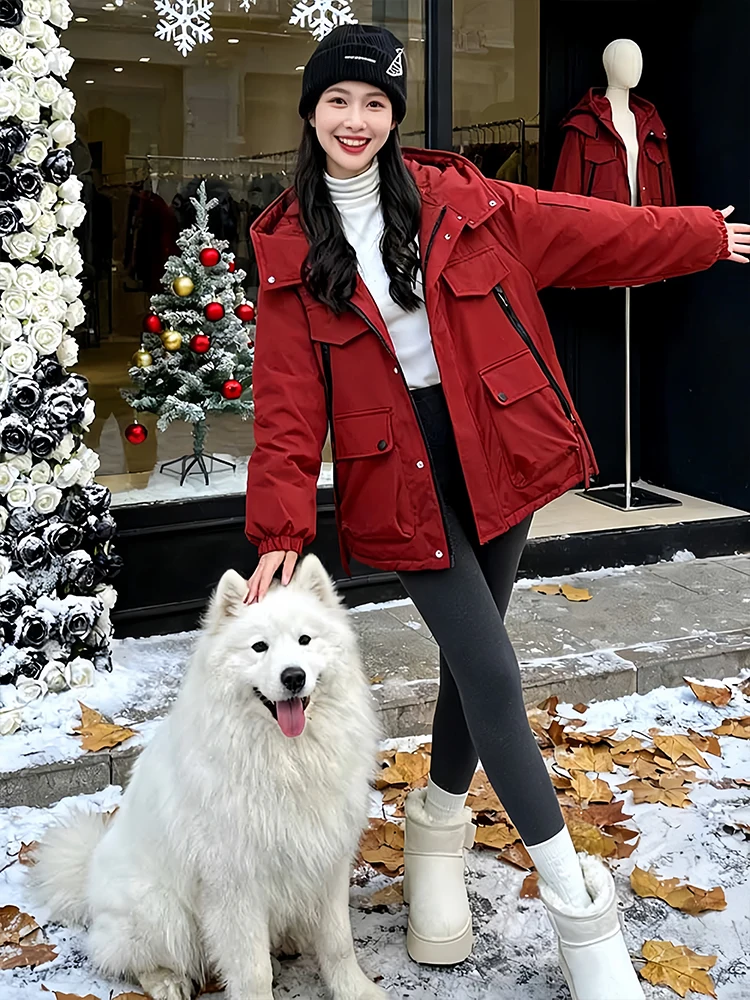 

Корейская женская зимняя теплая куртка-пуховик на молнии, уличная, стильная, с эффектом омоложения, из хлопка, в стиле дафл