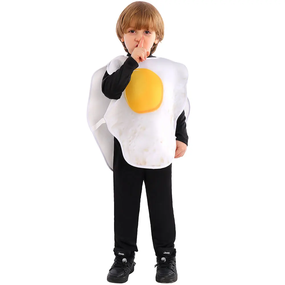 Umorden Boys Girls Fried Egg Costume for Kids Child Funny Food Breakfast Costumes Tunic