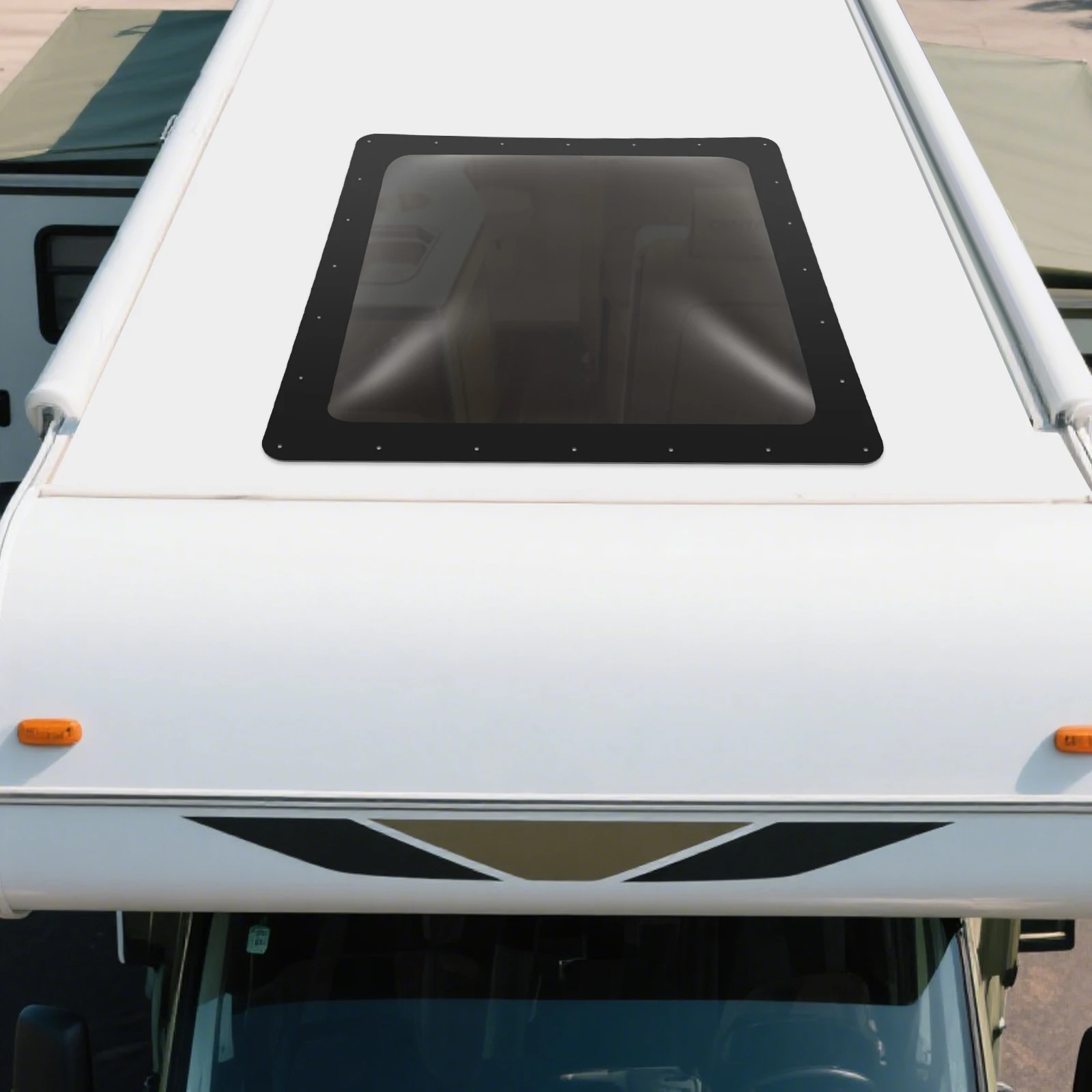 قبة خارجية كوة RV مقاس 26 × 26 بوصة باللون الأسود، كوة تخييم، كوة تركيب علوية، للمركبات الترفيهية العالمية، المعسكر، 66 × 66 سم #1