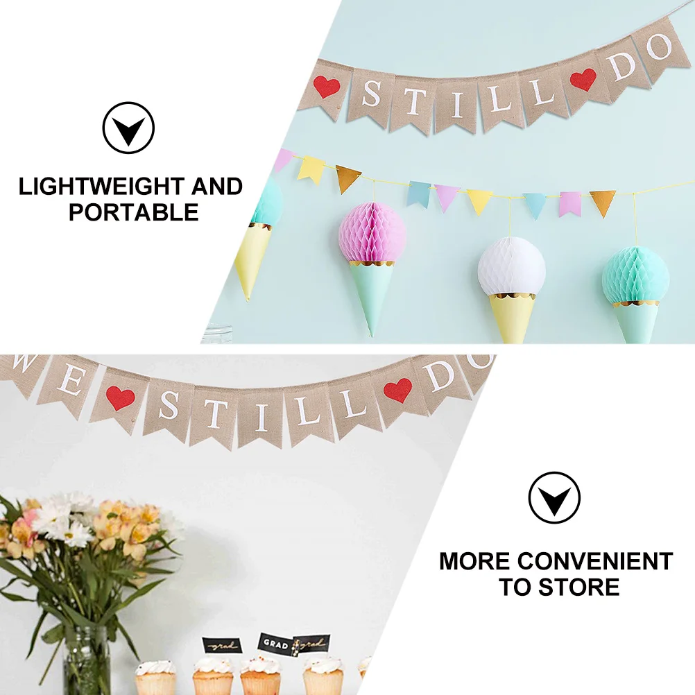 

2pcs Art Wedding Anniversary Banner WE STILL DO Bunting Beige Bridal Bedroom Balcony Hotel Decoration