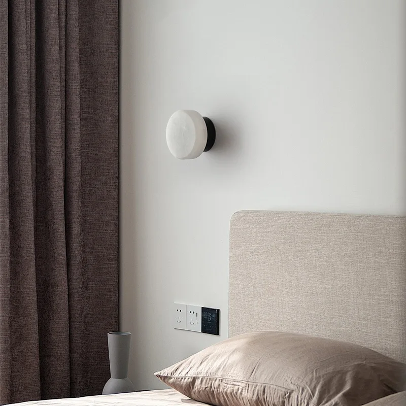 2026 الحديثة الحد الأدنى الرخام الطبيعي وحدة إضاءة LED جداريّة مصباح غرفة المعيشة خلفية غرفة نوم السرير الممر مصباح لتهيئة الجو إضاءة المنزل #1