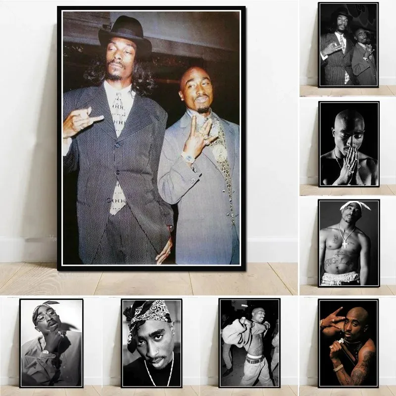 Snoop Dogg & Tupac 2PAC rapero música estrella álbum póster impresiones cuadro sobre lienzo para pared foto regalo habitación decoración del hogar