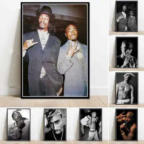 Snoop Dogg & Tupac 2PAC rapero música estrella álbum póster impresiones cuadro sobre lienzo para pared foto regalo habitación decoración del hogar