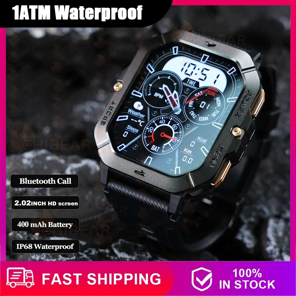 1ATM Waterproof Outdoor GPS Sports Smart Watch Men Women 2.02 inch Heart Rate Bluetooth Call SmartWatches Men For HUAWEI XIAOMI