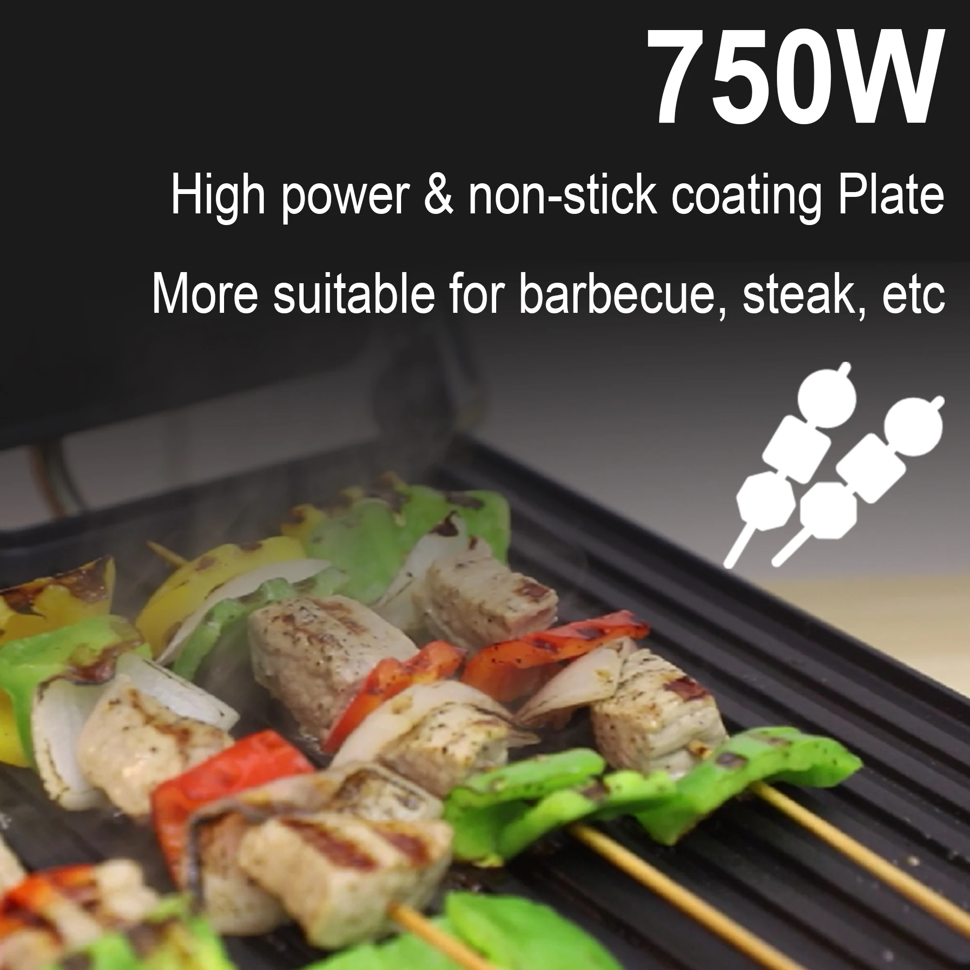 BBQ Electric Contact Grill Griddle And Panini Press Kitchen Barbecue Griddle Smokeless Baking Opens 180 Degree Barbecue Sonifer