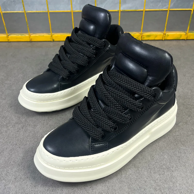 

Мужские кожаные ботинки, осенние высокие туфли Ghost Step, туфли для скейтборда на толстой подошве, тренировочные кроссовки в немецком стиле, черные удобные повседневные лоферы в стиле ретро для мужчин