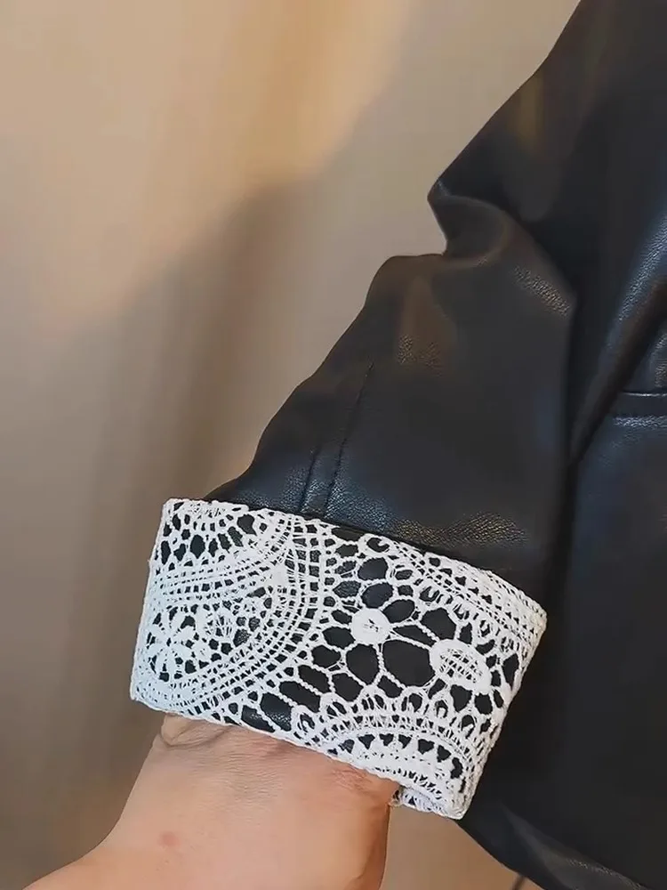 Top casual coreano Sle Lace Splicing ort per donna Primavera Nuovo modello slim fit allentato e versatile con bottoni decorati