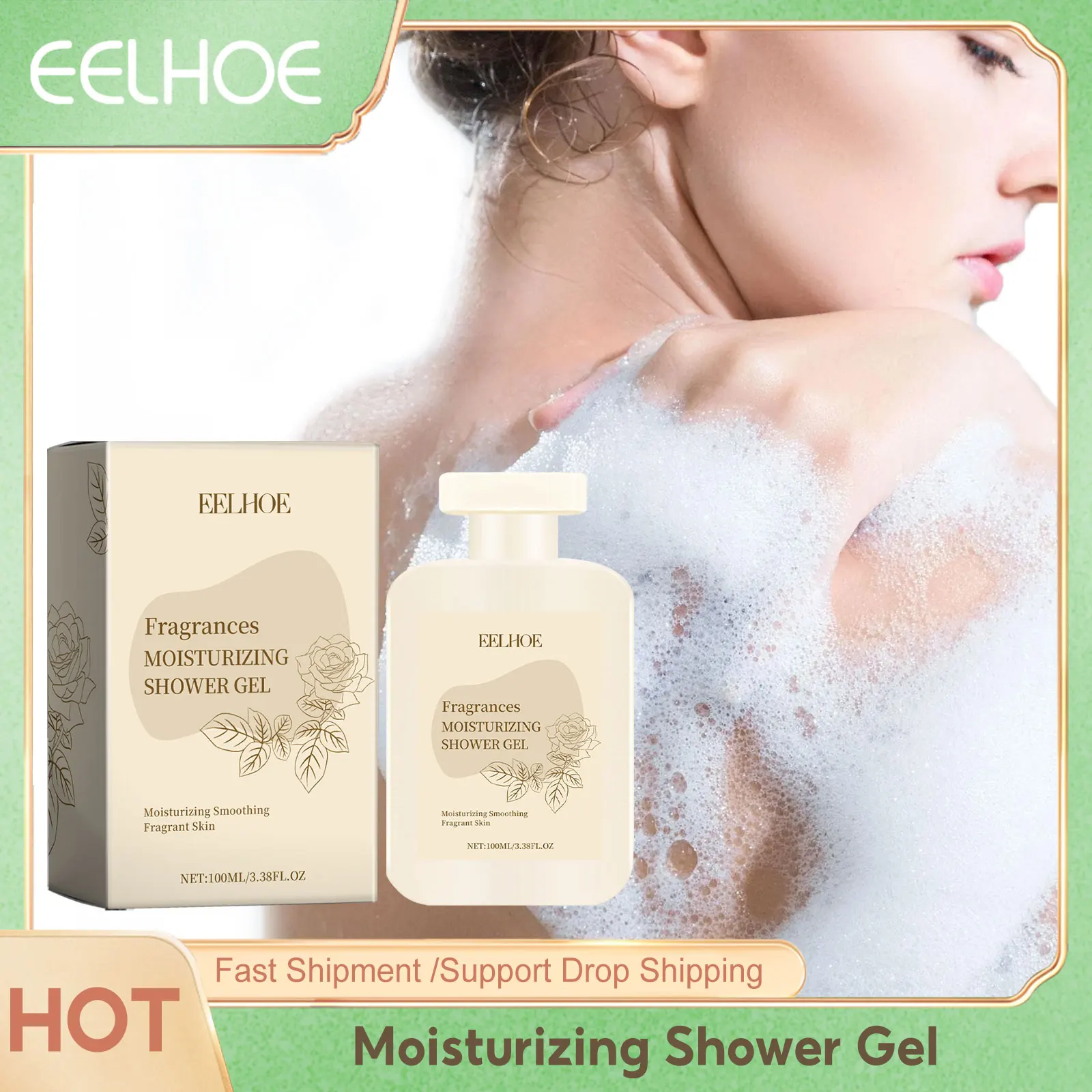 Moisturizing Shower Gel Rose Fragrance Smooth Rejuvenated Skin Gentle Exfoliating Deep Cleansing Roughness Relief Body Wash Gel