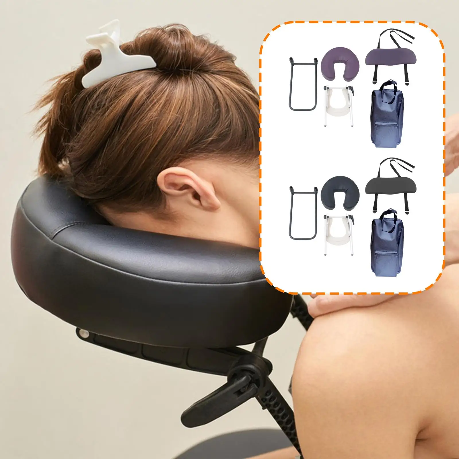 

Ergonomic Massage Headrest Kit Face Pillow Support for Home Mattress Bed Foldable Portable Design