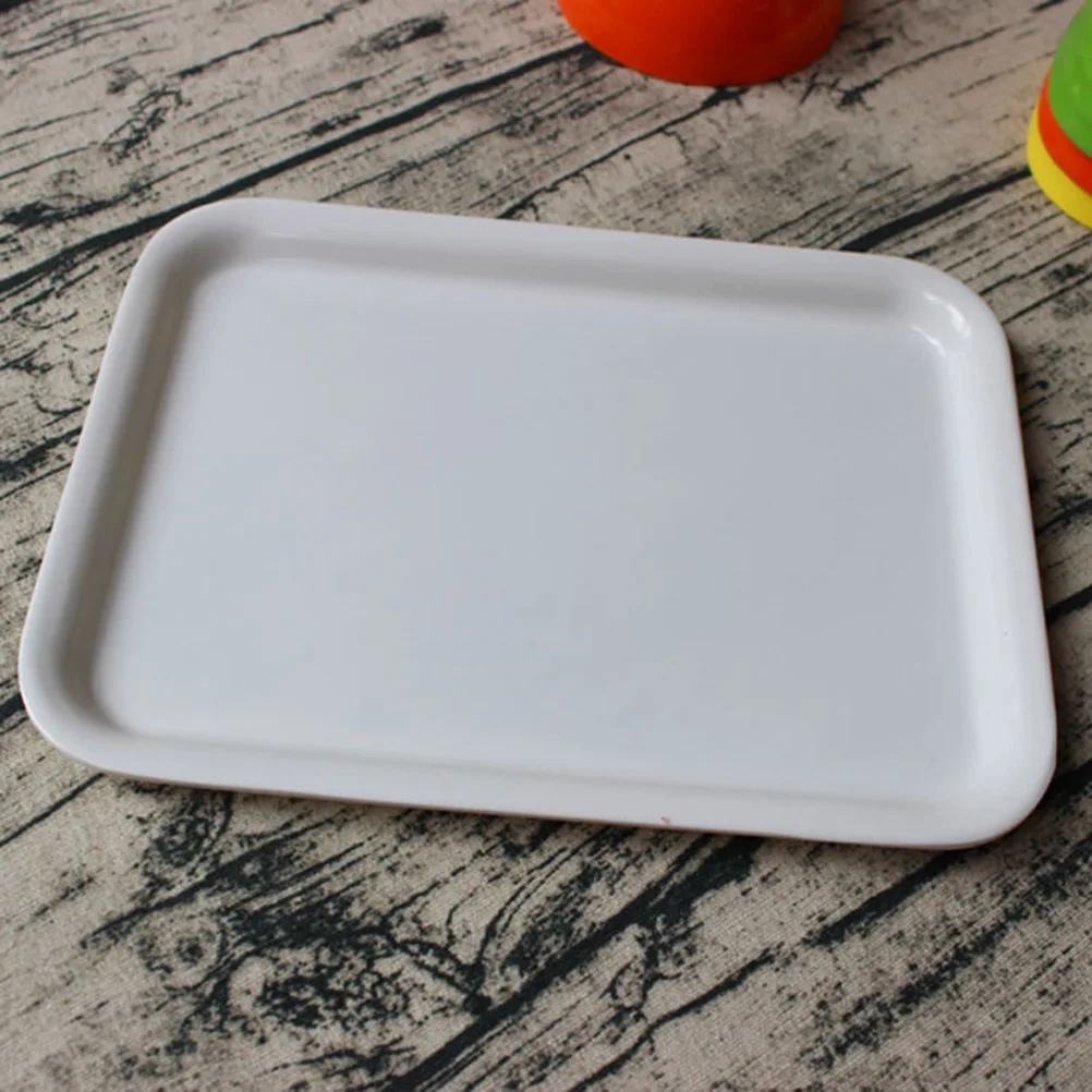 

White Plastic Serving Tray Rectangular Food Platter for Desserts Appetizers Cheese Fruit Party Catering Wedding Shower