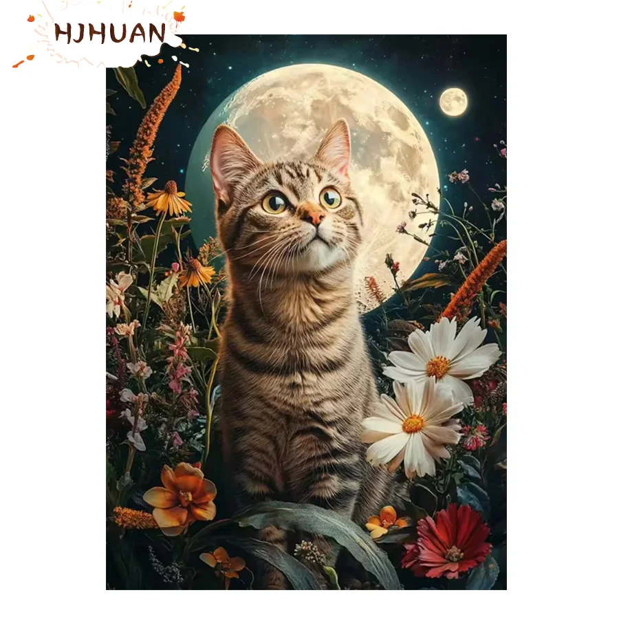

Diamond Painting Animal, cat, moon diy Full Square/ round Diamond Embroidery Mosaic cross stitch diy wall art Picture Home Decor